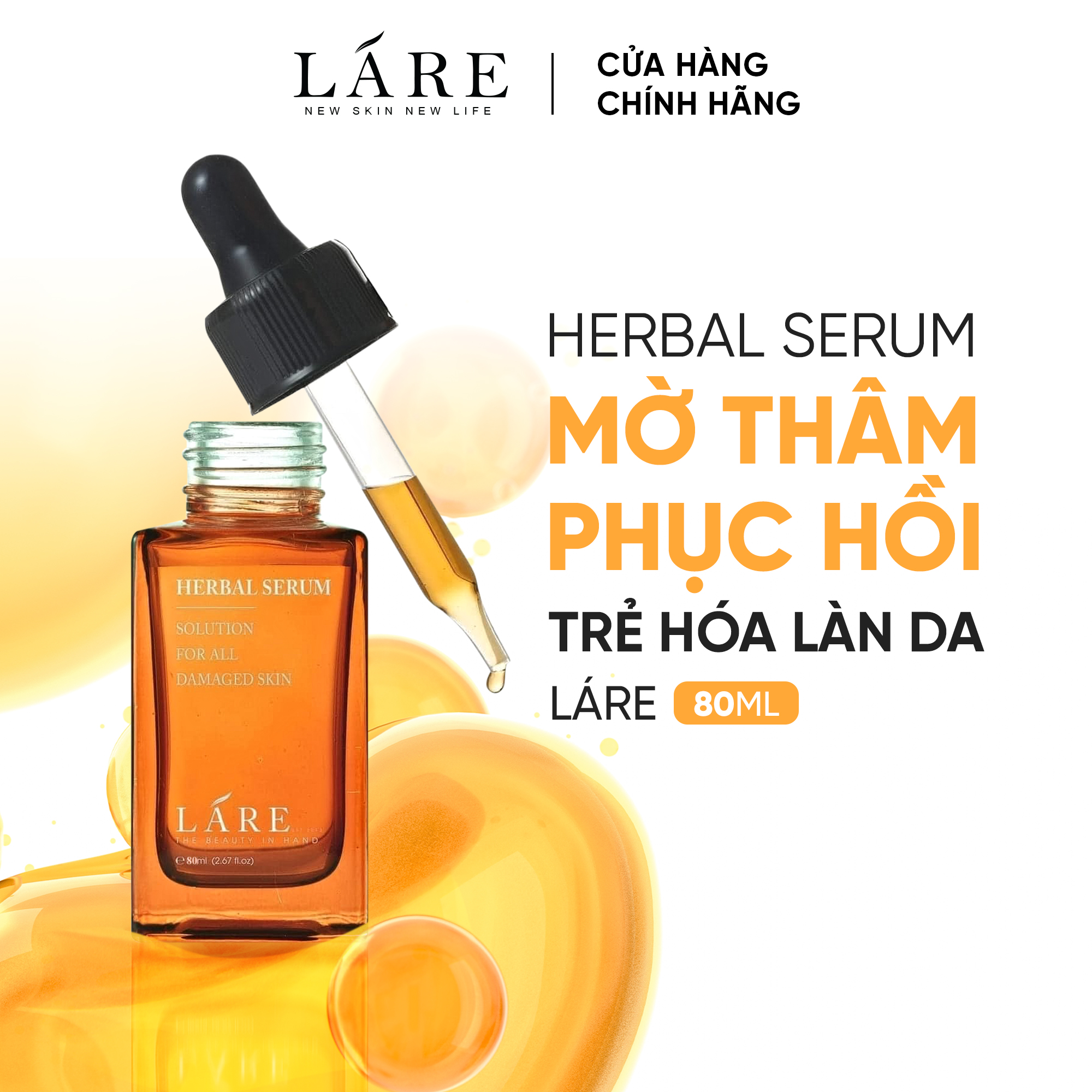 Serum phục hồi trẻ hóa làn da ver.1 láre 50ml - herbal serum dưỡng ẩm, giảm mụn, mờ thâm nám, tàn nhang
