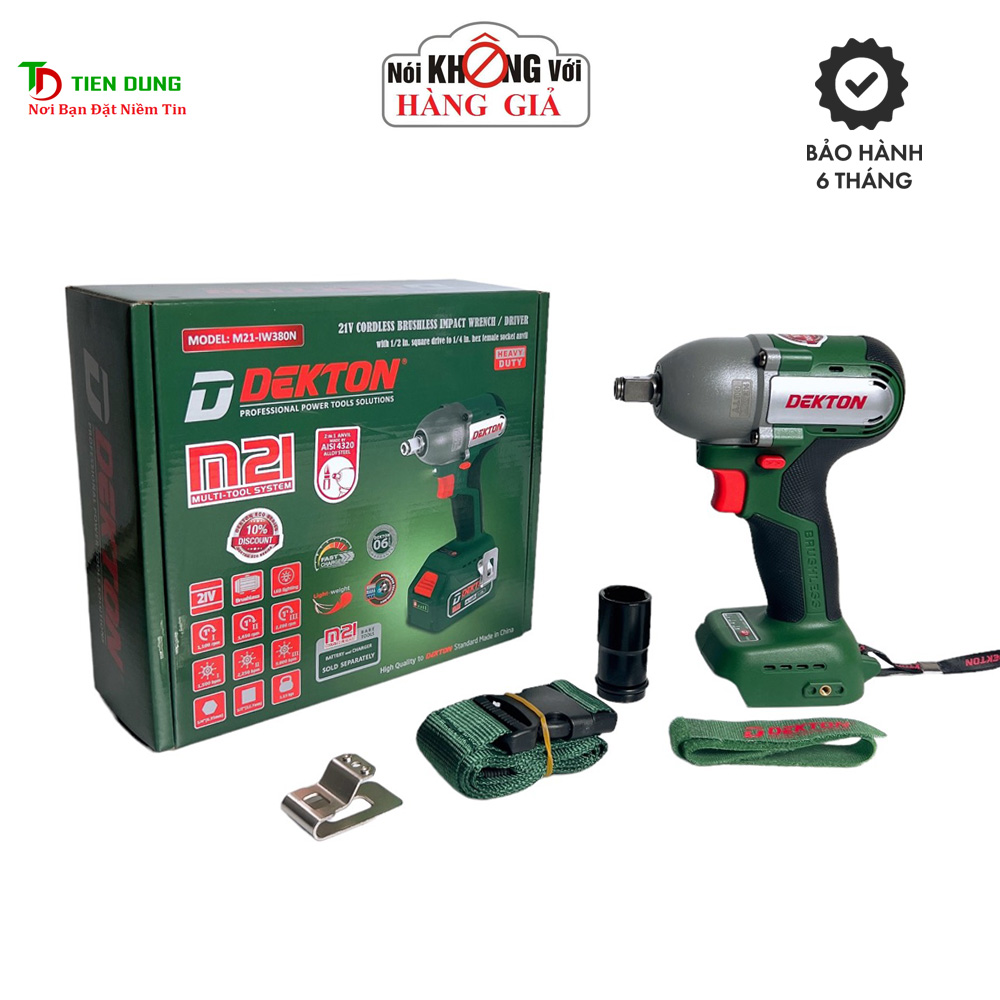 Thân máy siết bulong đầu 2 in 1 không chổi than dekton m21 iw380n 3 cấp chỉnh lực.
