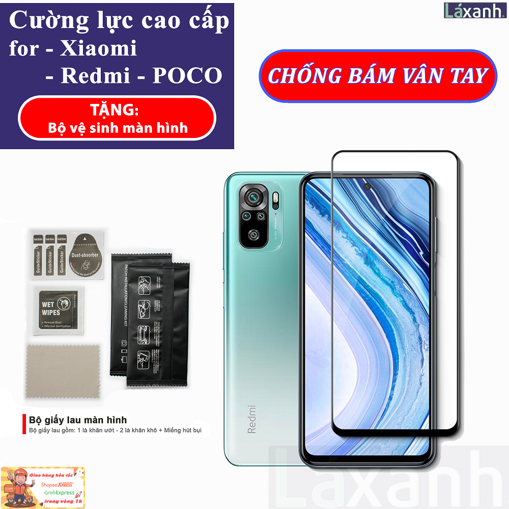 Cường lực cao cấp full màn Xiaomi Redmi Poco K40 K30 K20 Note 9s 9x 9 pro Note 10 10s 10 lite 10 Pro Mi 9 9T Note 7 Mix 3 CC9 chống mồ hôi vân tay - dan man hinh cuong luc cao cap chong bam mo hoi van tay || Láxanh Network