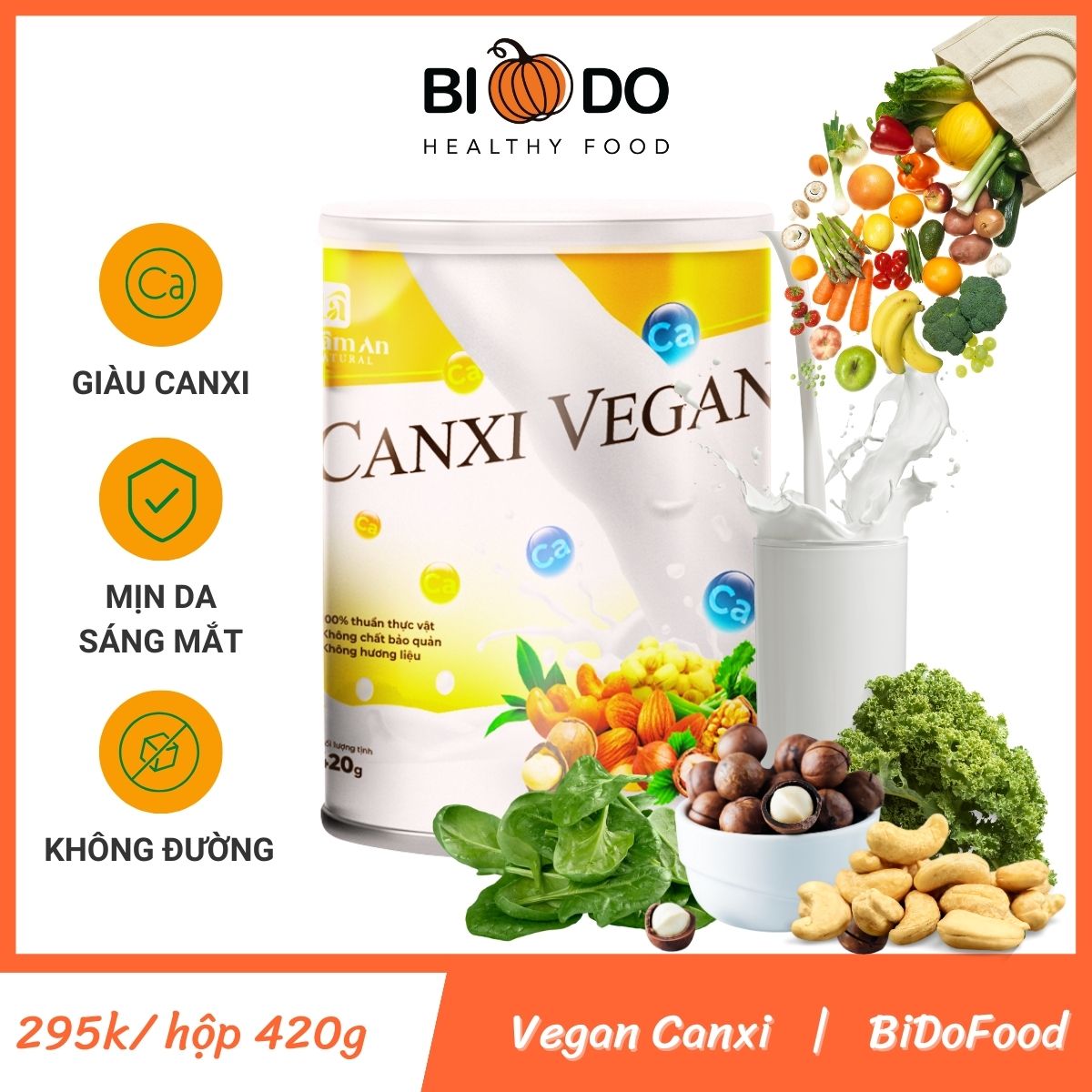 Sữa Canxi Vegan Bổ Sung Calcium Cho Bé - Bí Đỏ Food - Bột Sữa Canxi Cho Người Già