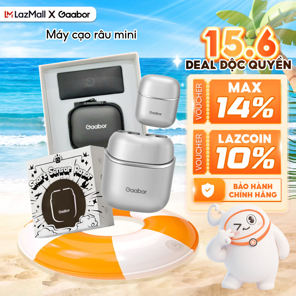 Máy cạo râu Gaabor ER-T01A màu xám đầu cạo 3D ôm vòng, chống nước IPX7, thiết kế nhỏ gọn dễ dàng mang đi, tặng kèm hộp làm quà - Bảo hành 1 đổi 1