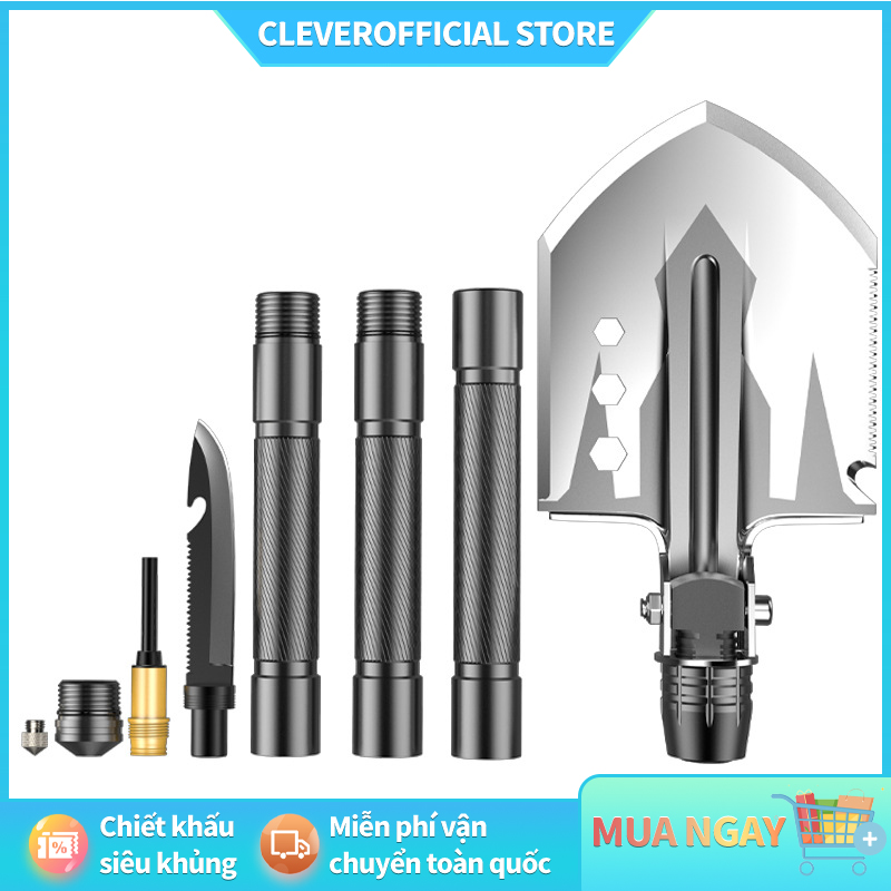 ⚡Miễn Phí Vận Chuyển⚡Bộ cuốc xẻng quân dụng đa năng làm vườn đi rừng đi phượt dã ngoại gấp gọn 13 chức năng tiện lợi,xẻng quân dụng,đa năng inox xẻng