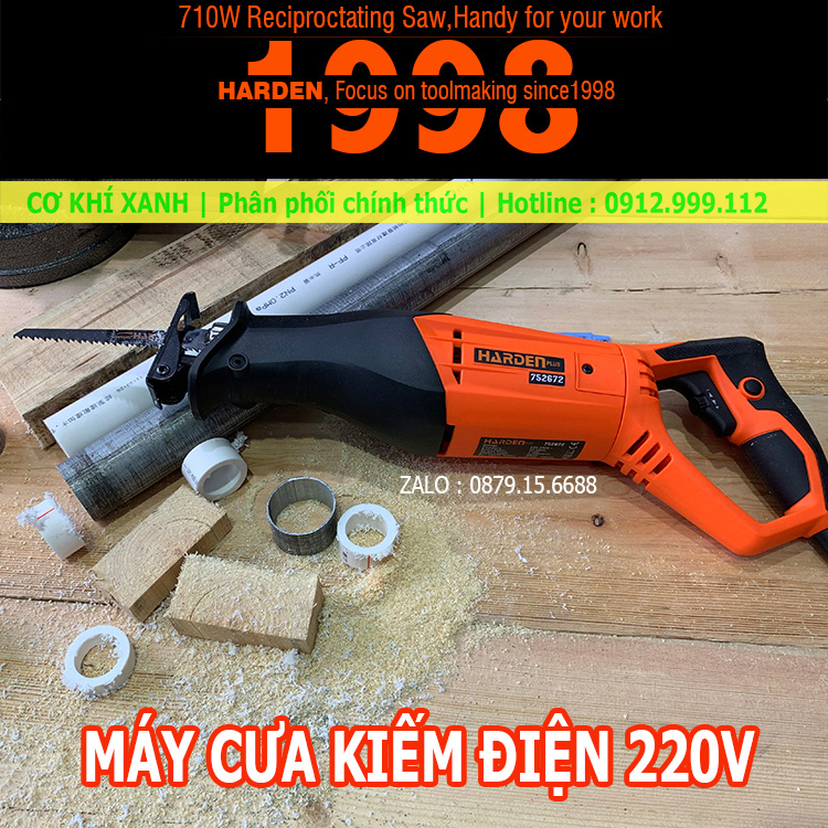 Máy cưa kiếm dùng điện 220V HARDEN 710W | Khả năng cắt gỗ : 115mm ; Sắt,thép : 8mm ; Nhôm12mm
