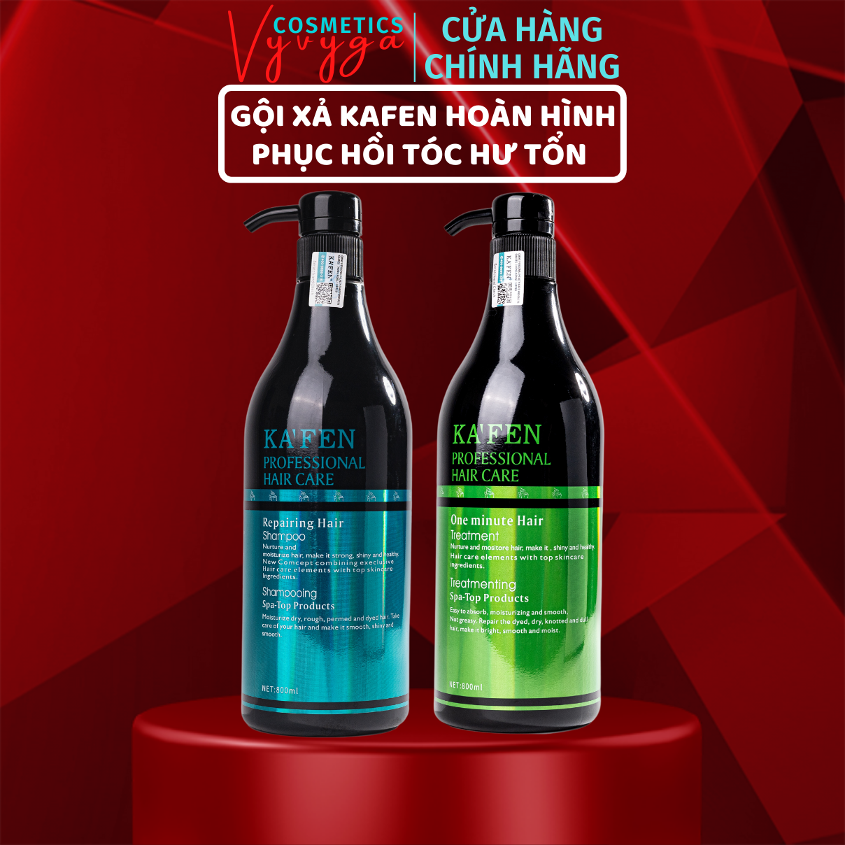 Dầu gội kafen 800ml + dầu xả kafen 800ml bộ dầu cặp cao cấp phục hồi tóc nhanh chóng, vào nếp suôn mượt chính hãng gx15