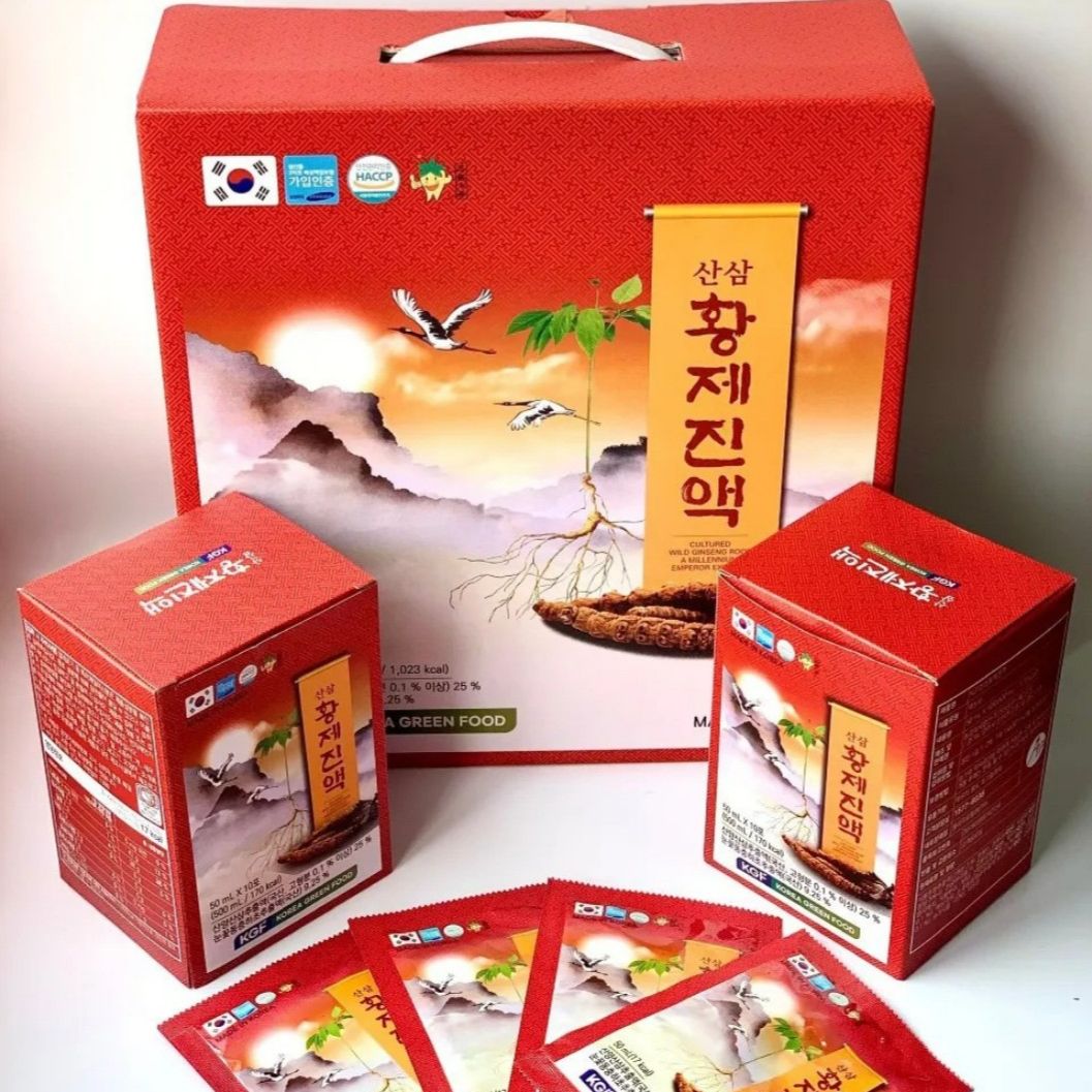 Nước chiết xuất sâm núi đông trùng hạ thảo hoàng đế kgf hộp 60 gói x 50ml - nước sâm núi hoàng đế