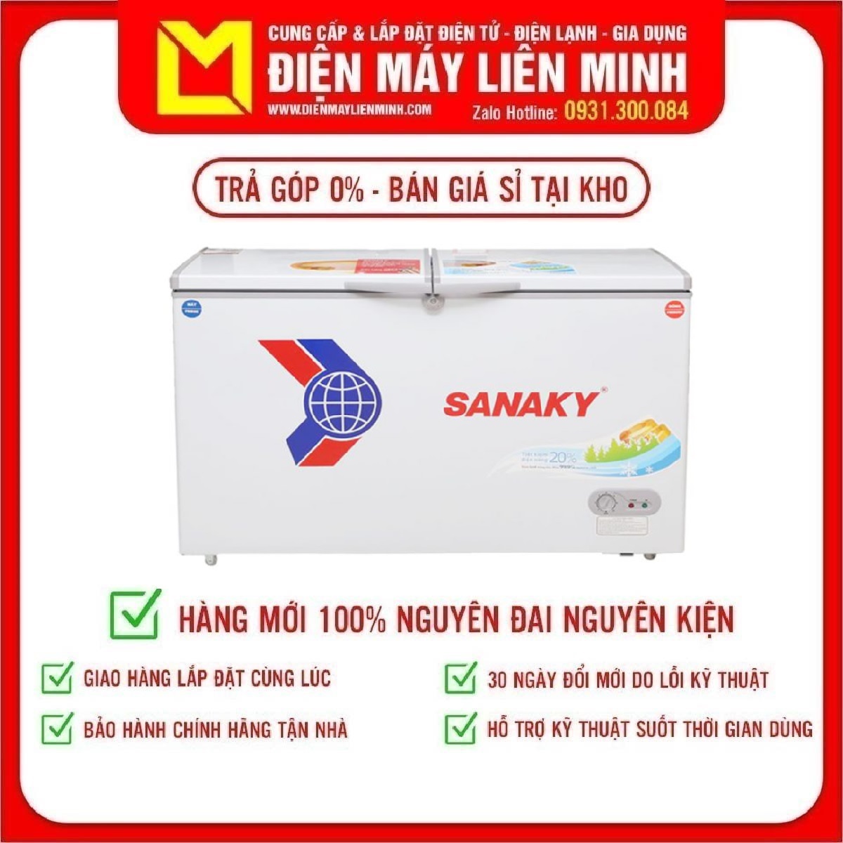 Trả góp 0% - tủ đông sanaky vh-4099w1 400 lít - miễn phí vận chuyển hcm
