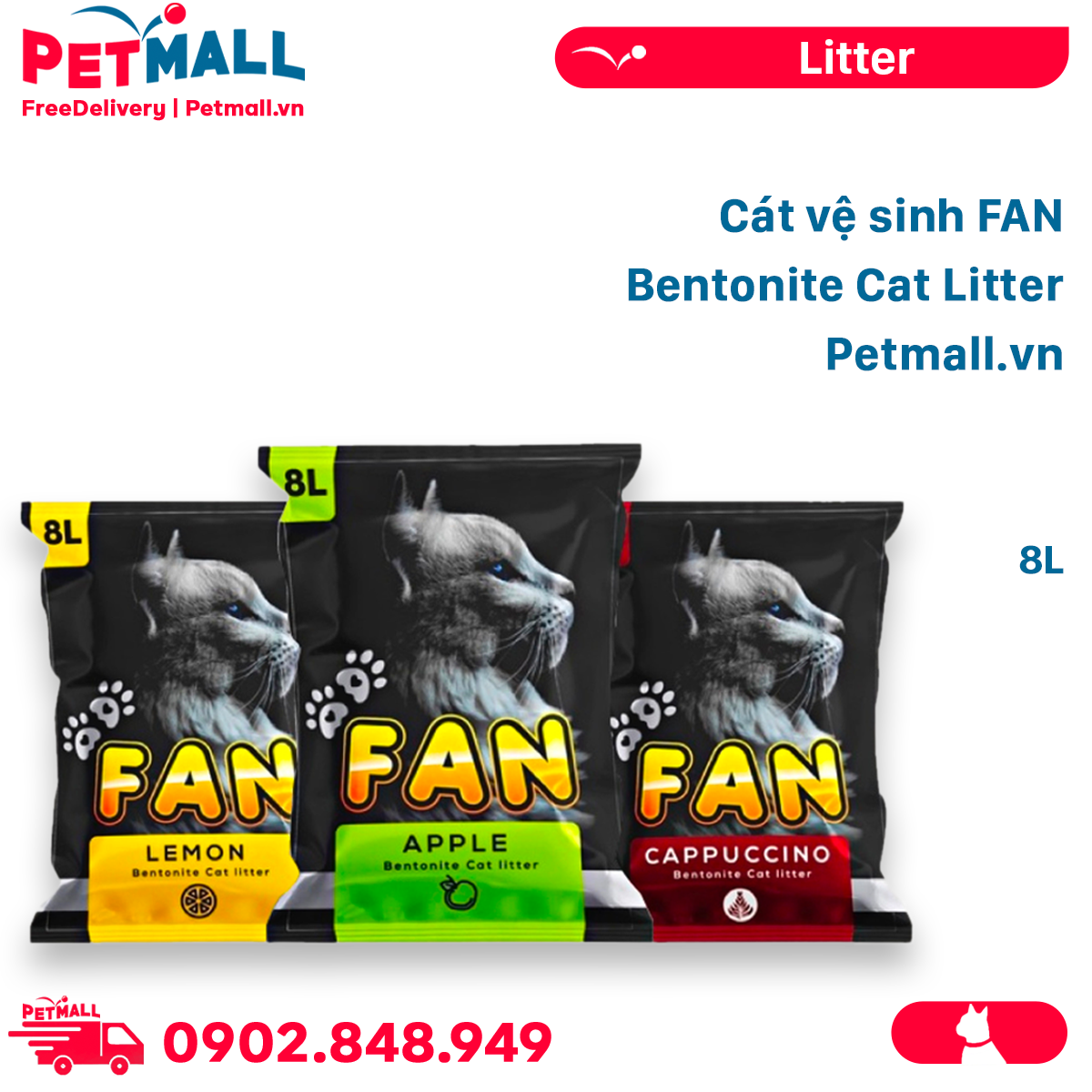 Cát vệ sinh FAN Bentonite Cat Litter 8L Petmall
