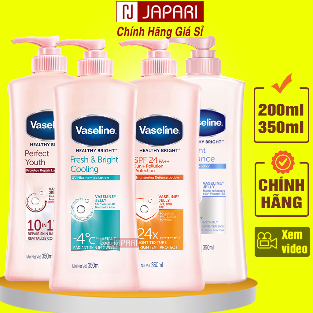 Sữa dưỡng thể Vaseline Trắng Da, Dưỡng Ẩm 350ml 200ml - Sữa Dưỡng Thể Body Vaseline Dưỡng Thể Body Toàn Thân - Skincare JAPARI