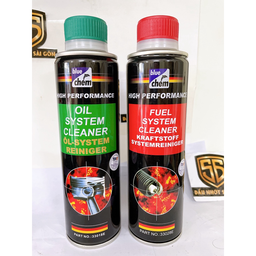 Combo 2 chai 250ml súc rửa động cơ bluechem oil system và vệ sinh kim phun buồng đốt bluechem fuel system