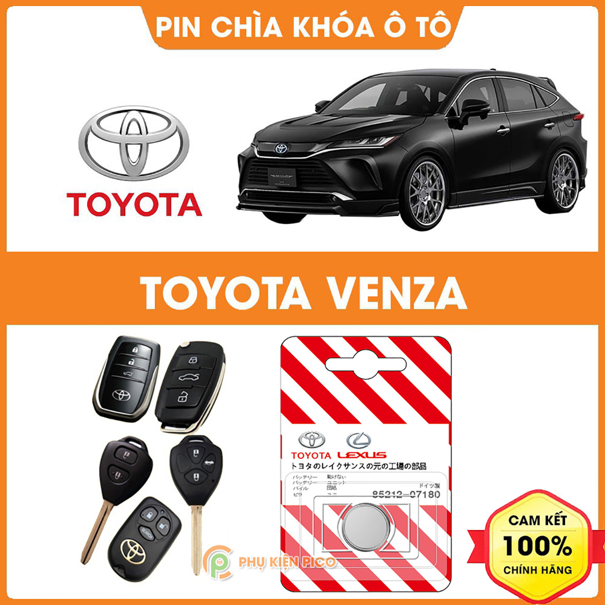 Pin chìa khóa ô tô Toyota Venza chính hãng sản xuất theo công nghệ Nhật Bản - Pin chìa khóa Toyota Venza