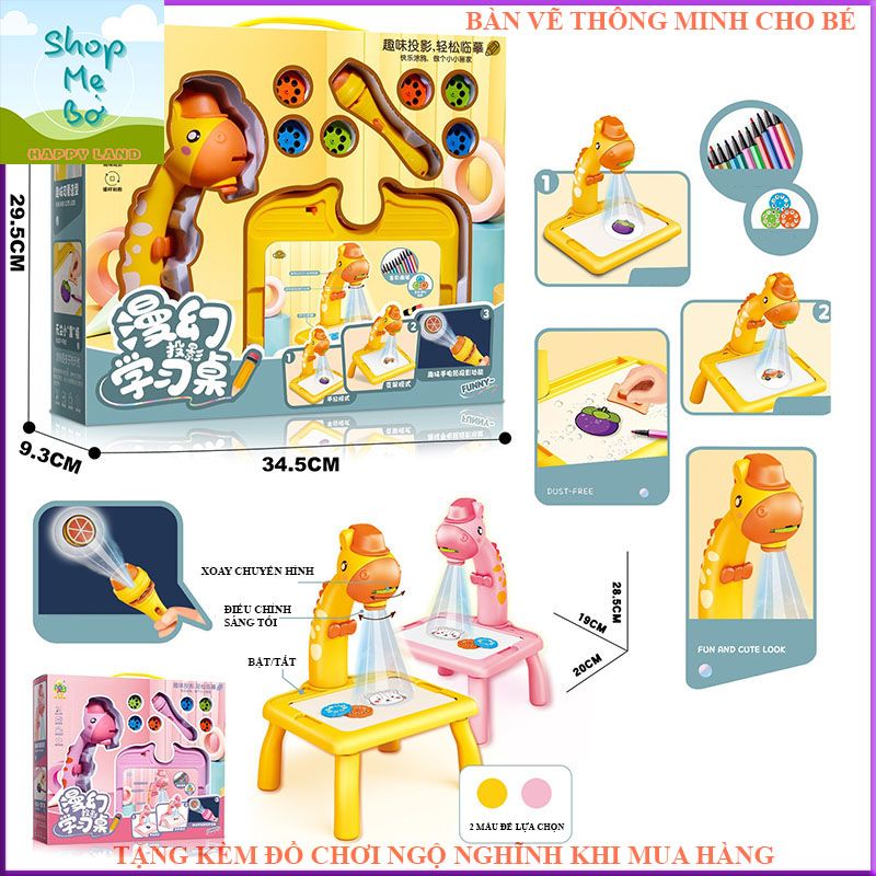 Bàn vẽ thông minh cho bé thêm đèn pin chiếu hình thêm thú vị, bàn vẽ có đèn chiếu sáng, đồ chơi trẻ em cho bé