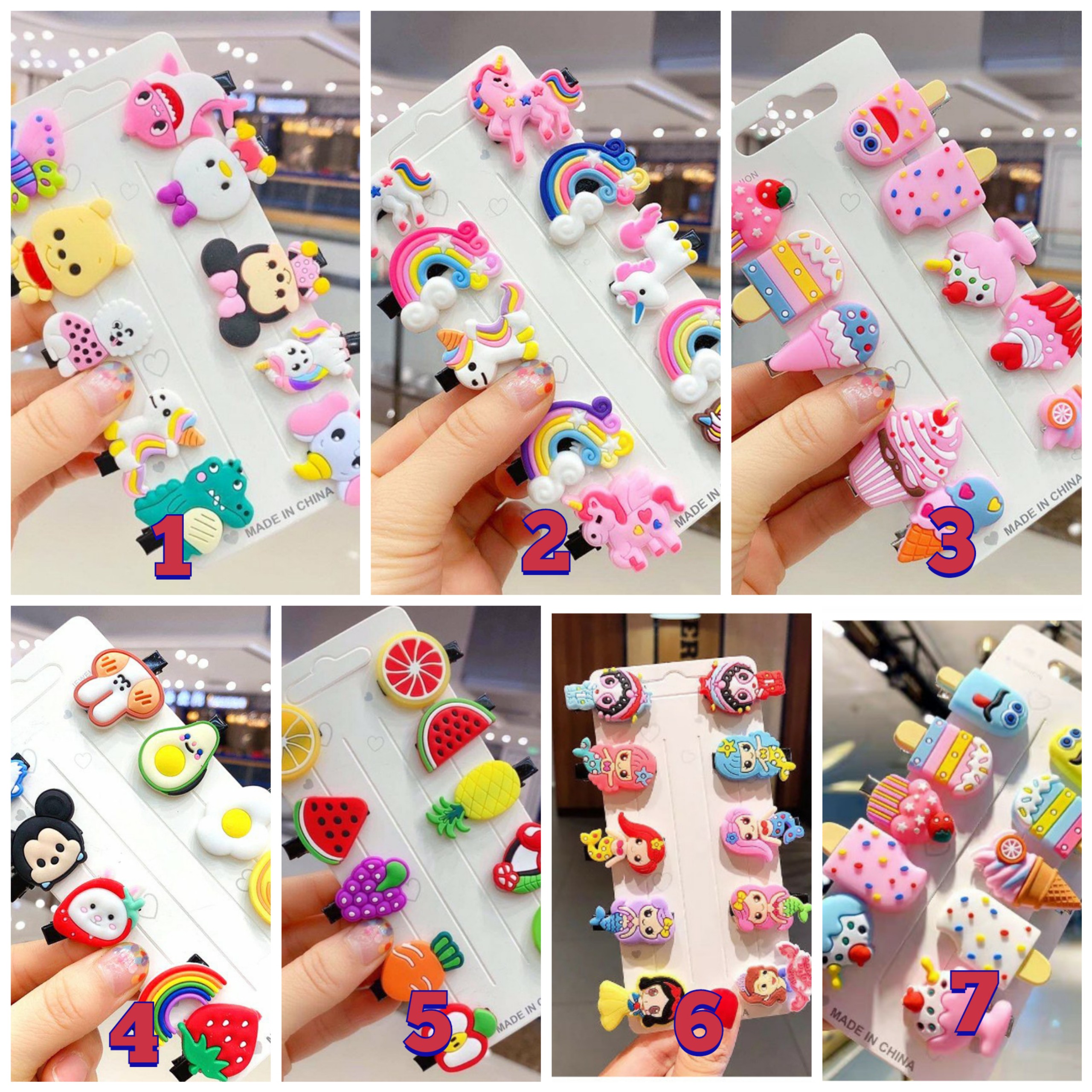 Set 10 kẹp tóc hoạt hình dễ thương cho bé, kẹp tóc Fuha xinh xắn phong cách Hàn Quốc cho bé