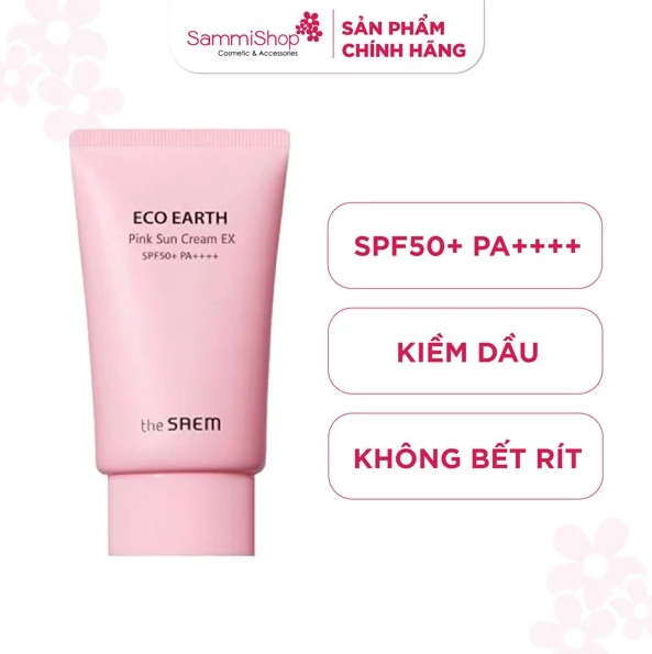 The Saem Kem chống nắng Eco Earth Pink Sun Cream 50g