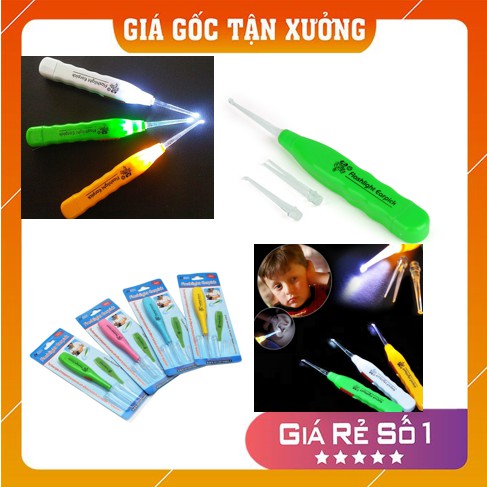 Dụng cụ Lấy Ráy Tai Có Đèn An Toàn cho bé Kèm Ba Đầu Lấy Tiện Lợi