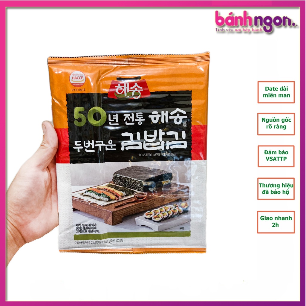 Rong Biển Cuộn Cơm Kimbap,Shushi HAESONG Gói 10 Lá 23g