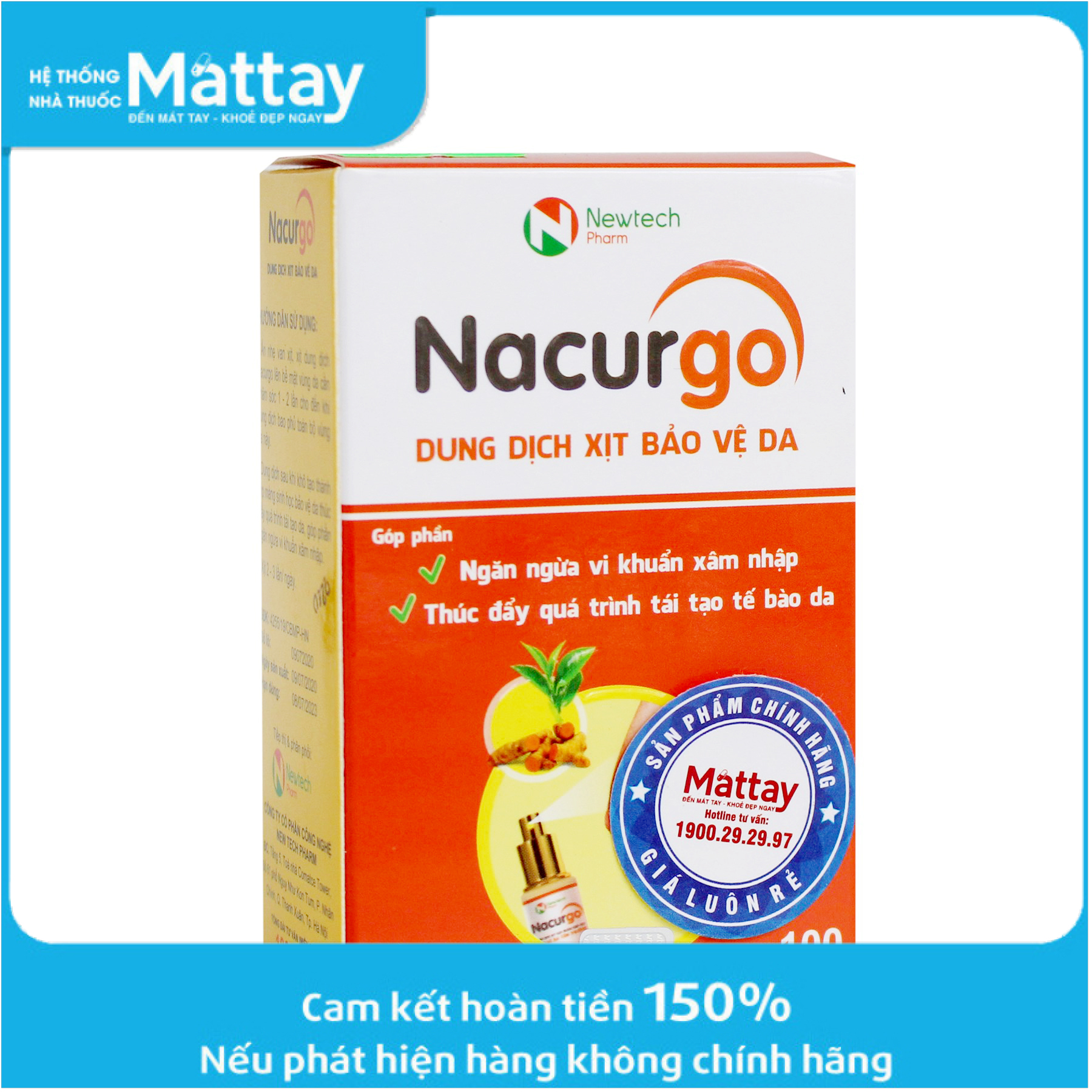 Dung Dịch Xịt Tạo Màng Sinh Học Bảo Vệ Da Tổn Thương Nghệ Nacurgo 12ML