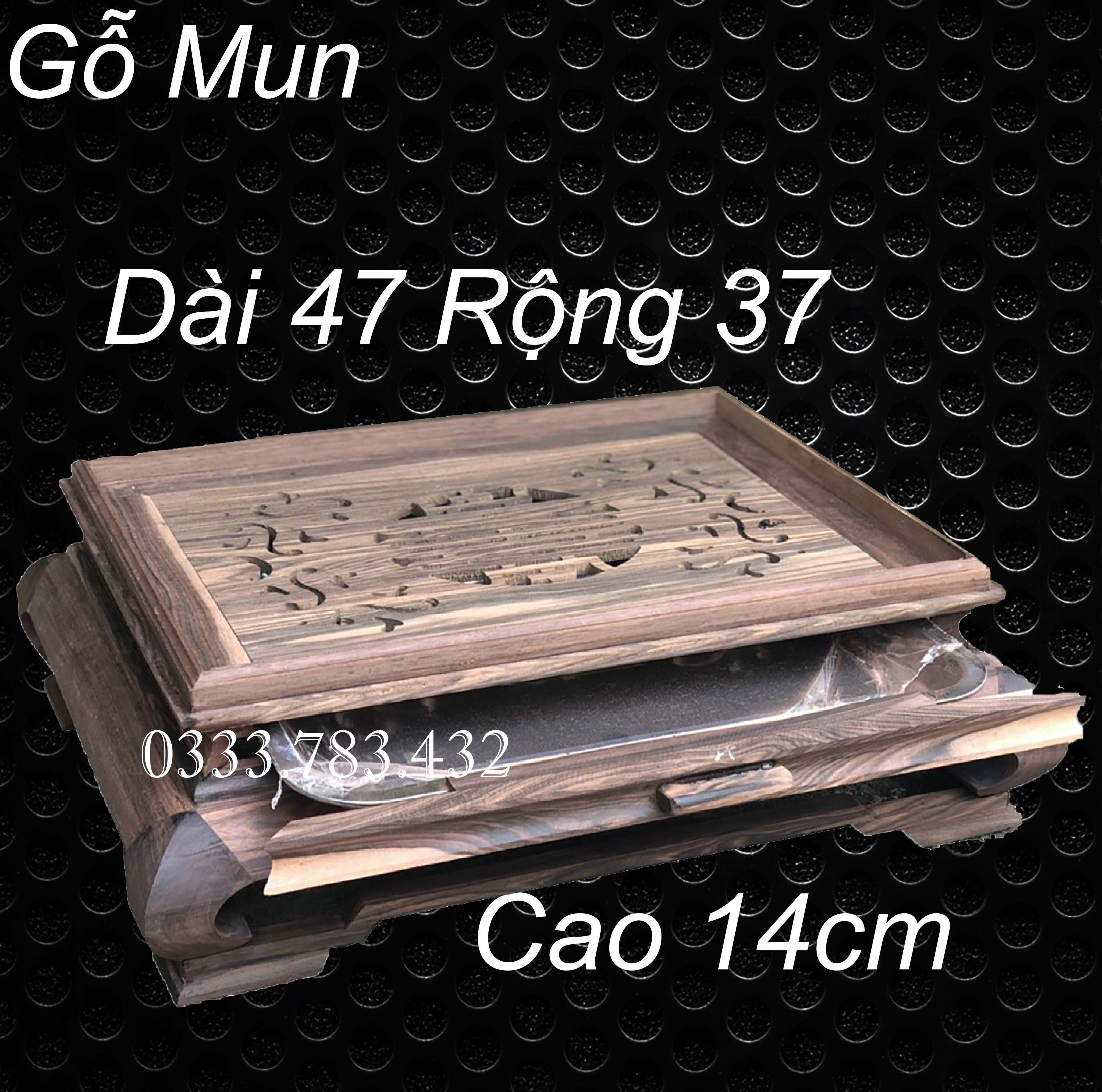 Khay trà chân cong để bàn ấm chén gỗ mun trang trí cỡ 45x35 cao 14cm