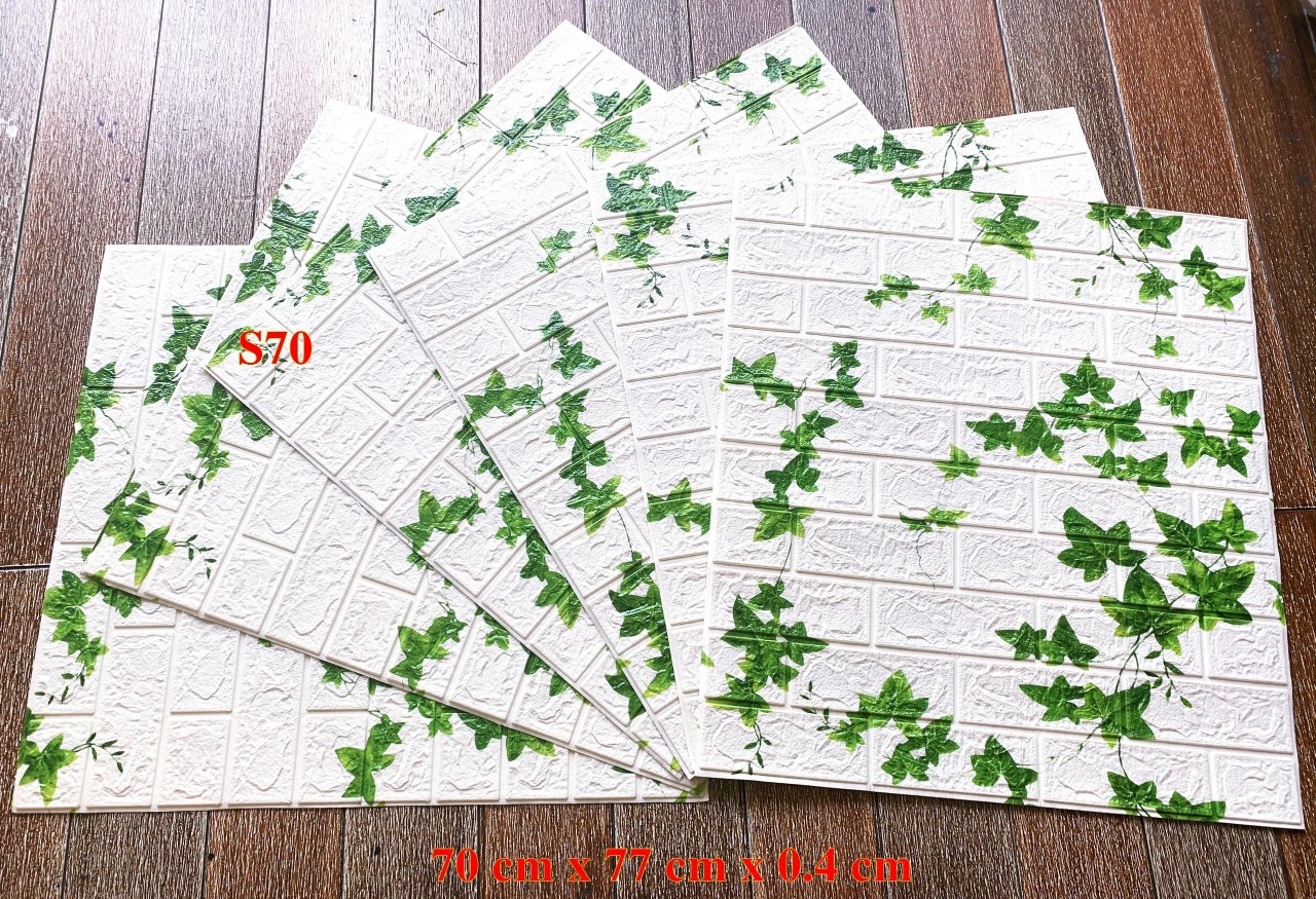 Xốp dán tường lá xanh tươi mát