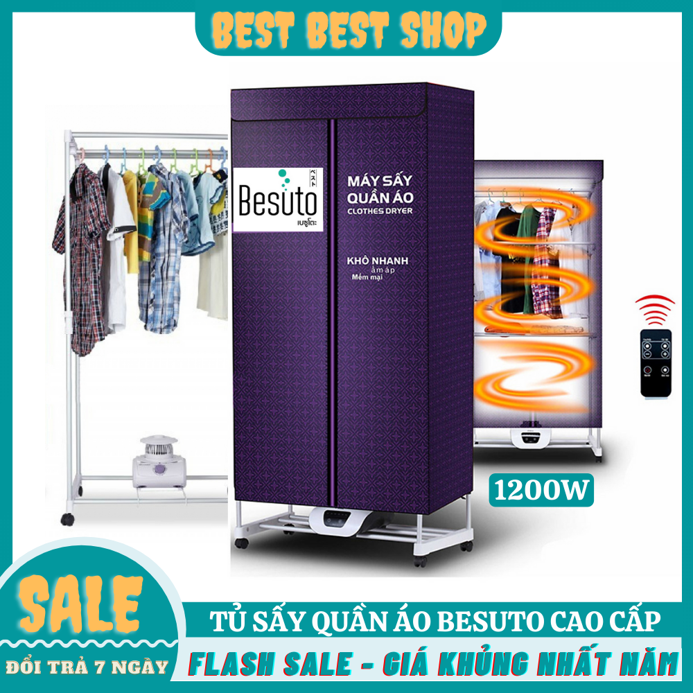 [HÀNG CHUẨN] Tủ Sấy Quần Áo 2 Tầng  Besuto BST-402 1200W Công Nghệ Tiết Kiệm Điện (Dung TíCh 15Kg) - Máy Sấy Quần Áo