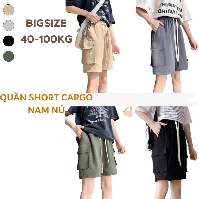 40-100kg quần short kaki nam nữ thời trang bigsize unisex quần túi hộp