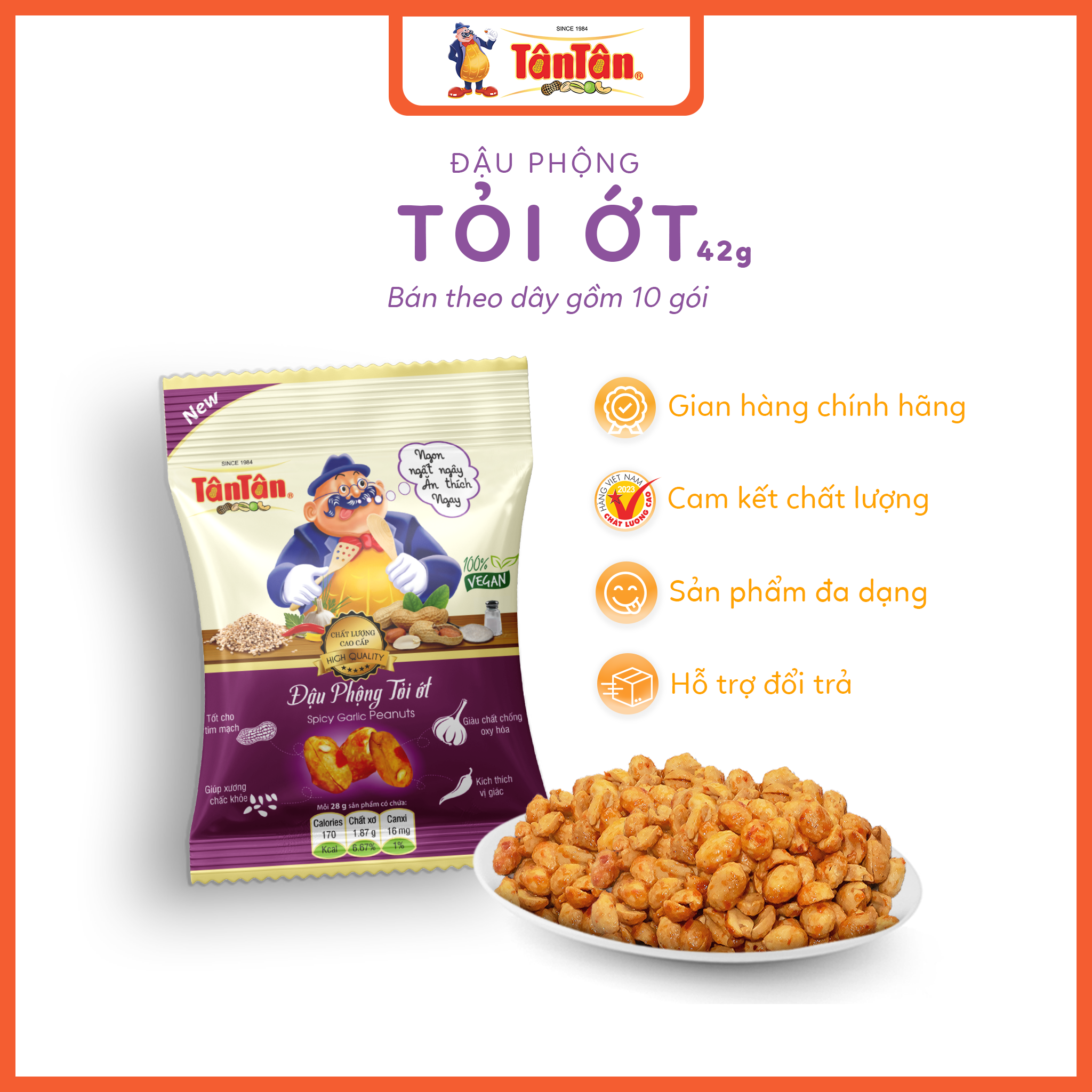 10 gói đậu phộng tỏi ớt tân tân
