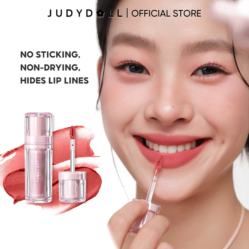JUDYDOLL Spring Lip Mud Lip Gloss Velvet Mist Matte Lightweight Soft Lip Mud Lipstick Mousse Smooth Lip