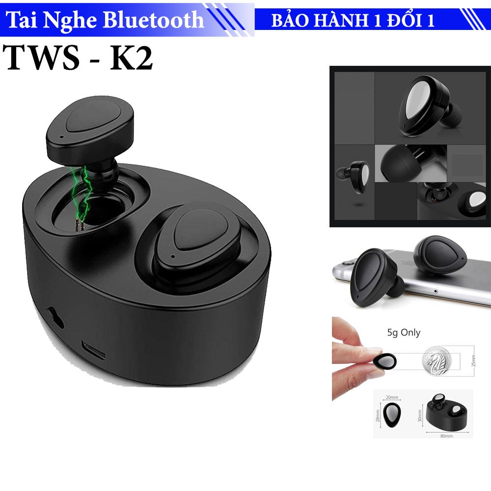 Tai nghe TWS - Tai nghe Bluetooth không dây TWS-K2 kèm bộ sạc, Chống ồn, Tích hợp micro - Tai nghe nhét tai không dây cao cấp K2