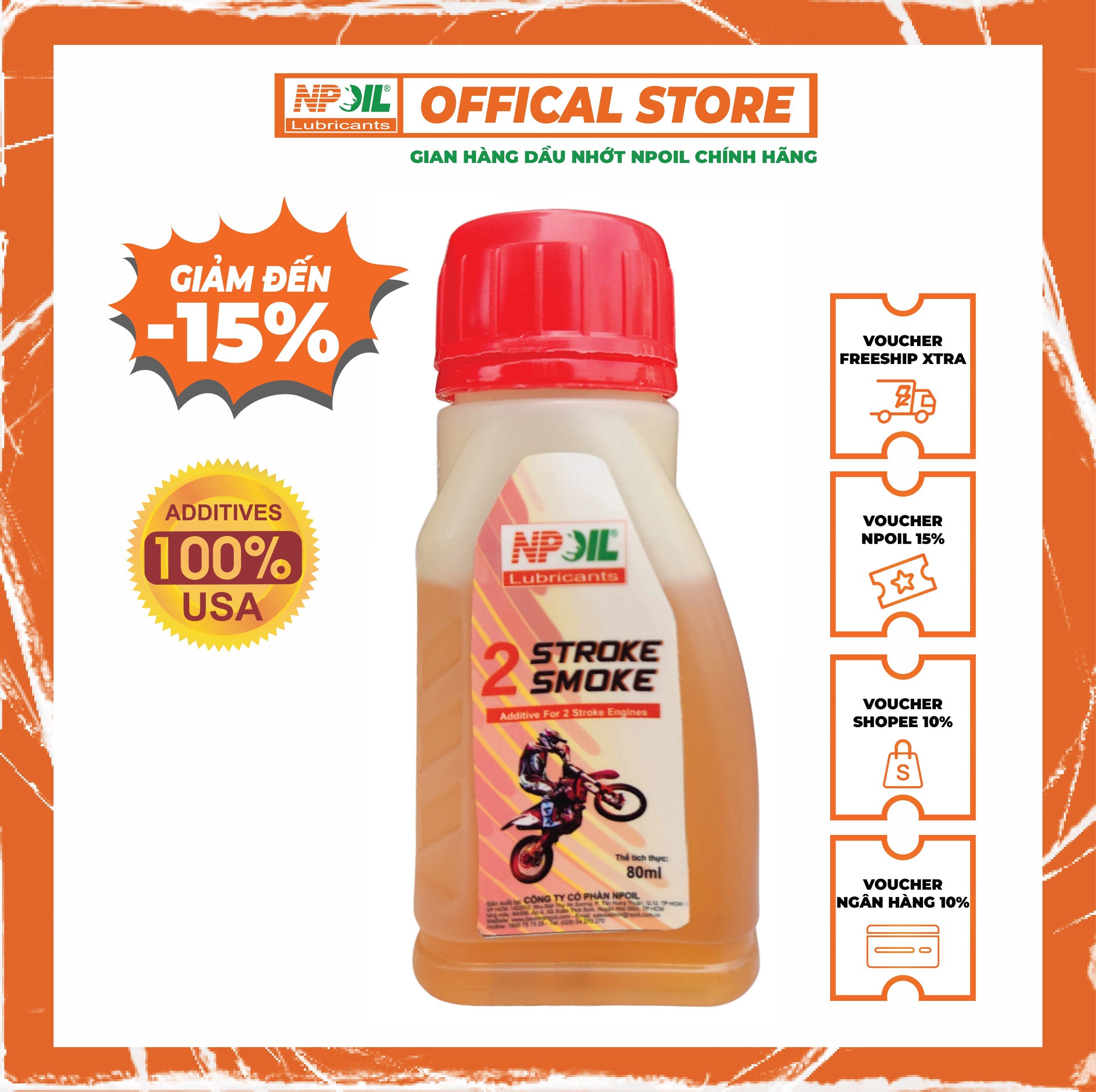 Nhớt thơm cho xe 2 thì npoil 2t 80ml - dùng xe xipo mùi singum