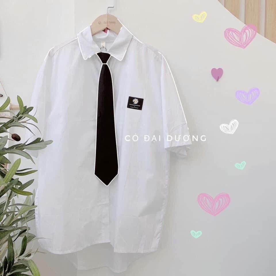 ÁO SƠ MI NAM NỮ FORM RỘNG KÈM CARAVAT UZZANG CƯC XINH XẮN