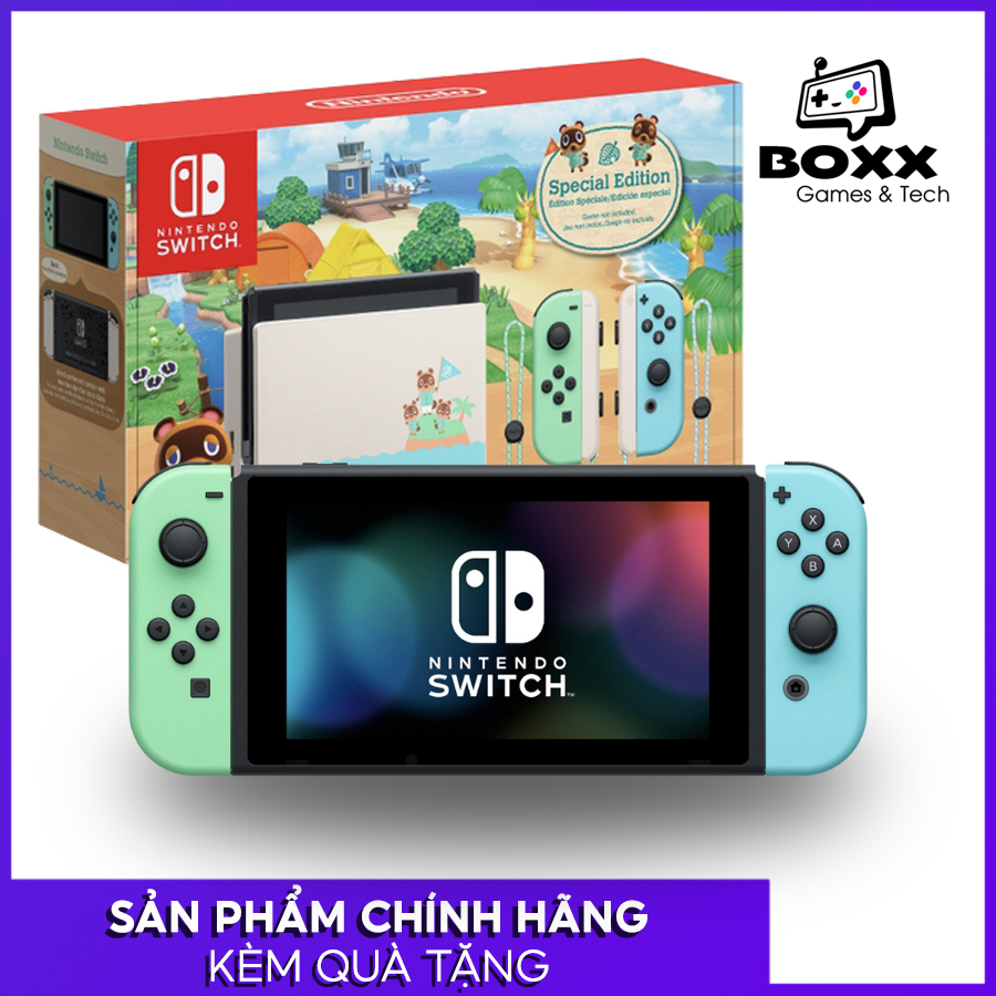 Máy chơi Game Nintendo Switch V2 Animal Crossing, bảo hành 12 tháng kèm quà tặng