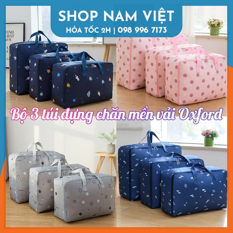 Bộ 3 túi đựng chăn mền quần áo vải oxford chống thấm nước