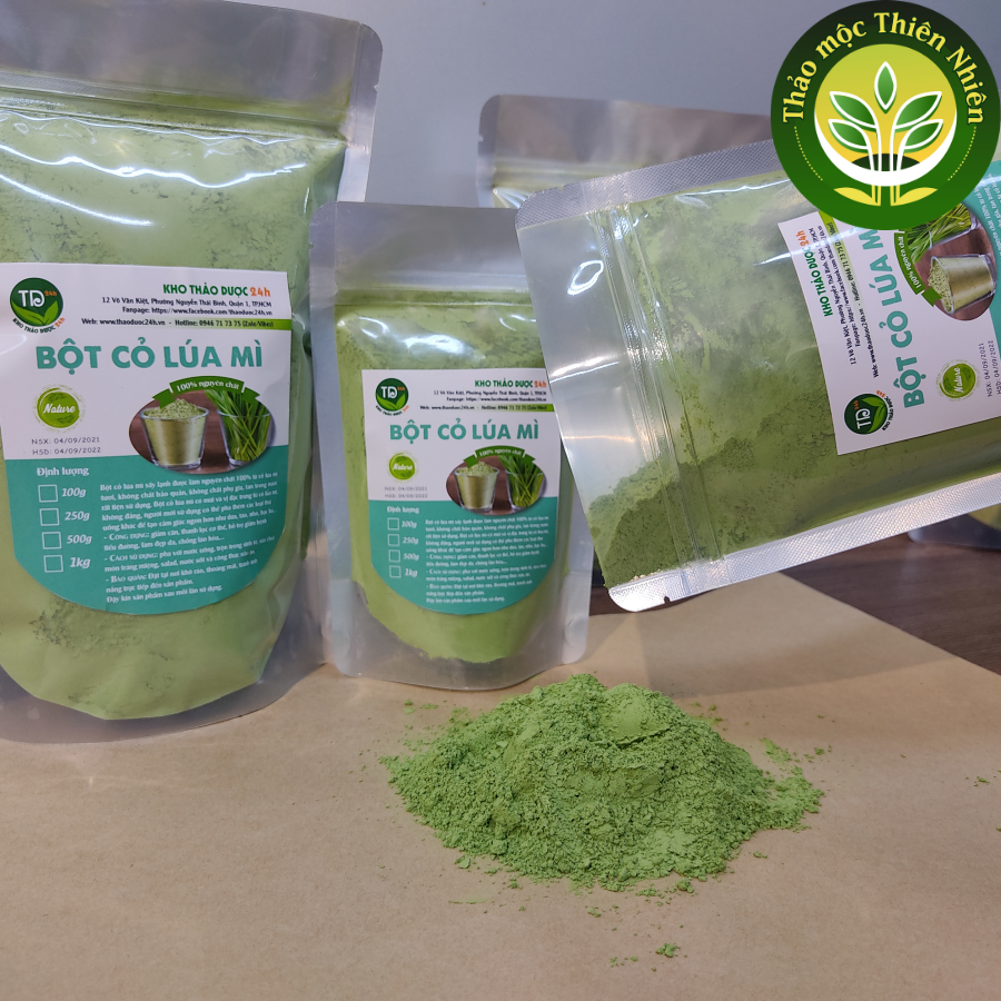Bột cỏ lúa mì sấy nguyên chất 100%, ngăn ngừa lão hóa, detox cơ thể, tốt cho sức khỏe [250g] l Kho thảo mộc thiên