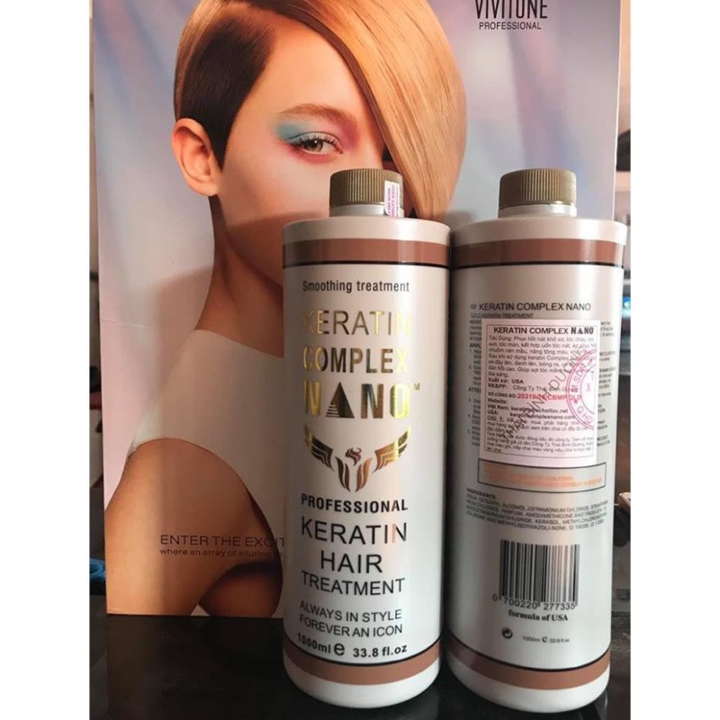 Hấp tóc keratin nano complex - chuyên phục hồi tóc nát, cháy 1000ml hàng chính hãng