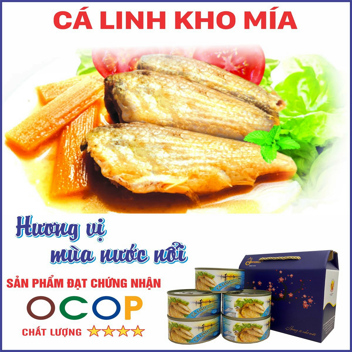 Cá linh kho mía ansteco - hộp 200g - đặc sản an giang - bữa ăn thơm ngon dinh dưỡng tiện lợi