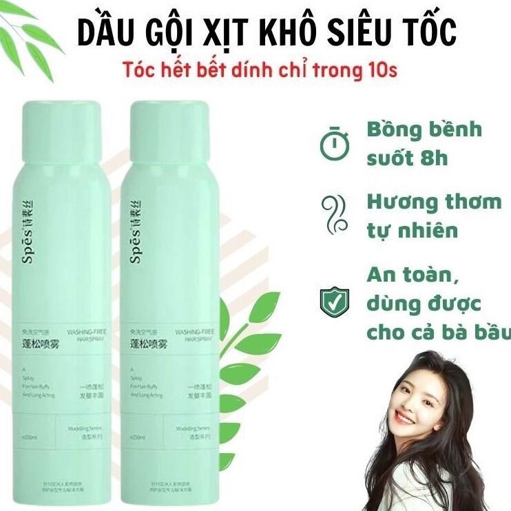 Dầu gội khô lifusha dạng xịt 150ml chống bết tóc -dầu gội khô lifusha giúp tóc bồng bềnh mượt mà