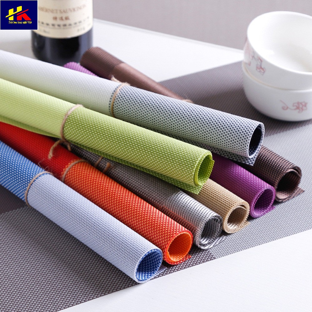 Tấm lót bàn ăn cao cấp, tấm lót bàn ăn bằng nhựa pvc 12 màu - hồng kỳ