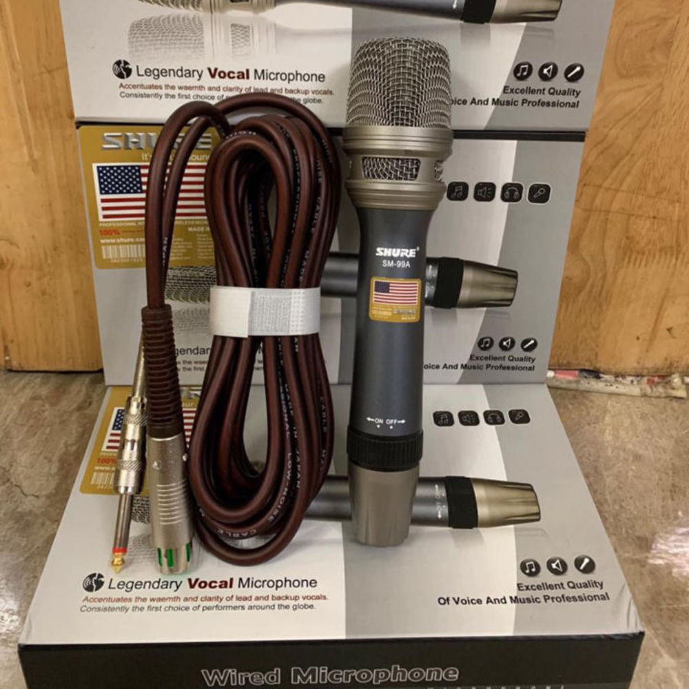 Micro có dây tốt nhât hiện nay, micro có dây shure sm-99a, bắt âm tốt âm bass chuẩn, micro có dây hát karaoke kiểu dáng sang trọng hút âm tốt - bảo hành 12 tháng