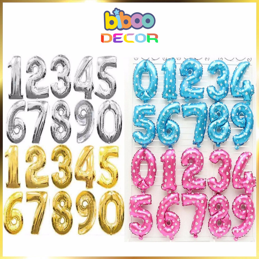[6K/1 số] Bóng số sinh nhật size to 40cm trang trí sinh nhật, thôi nôi cho bé trai, bé gái - BIBOO DECOR