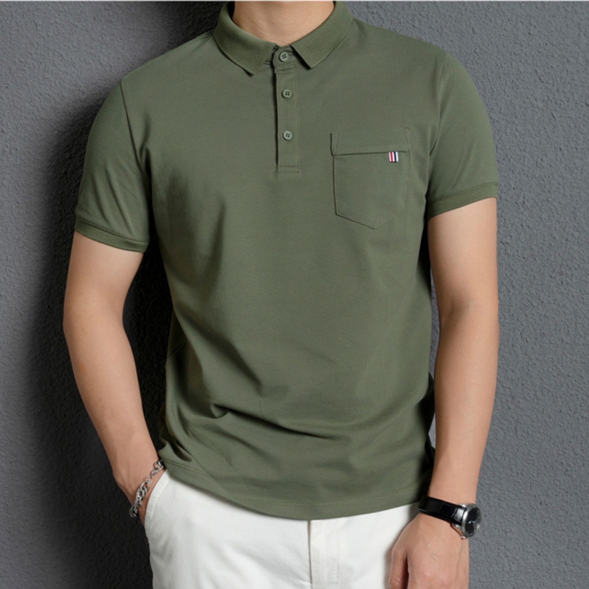 Áo thun nam có cổ trung niên Cotton cao cấp mềm mát PH