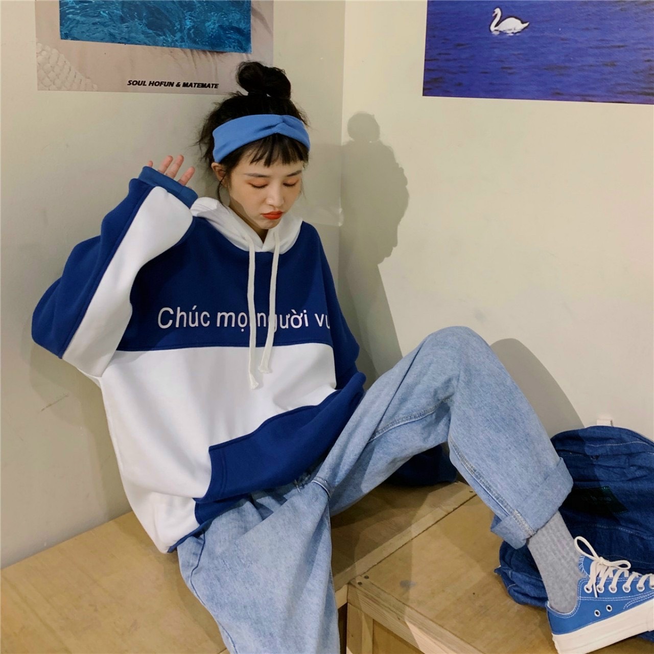 Áo khoác nỉ - áo hoodie phối 2 màu cực chất from rộng unisex nam nữ mc004