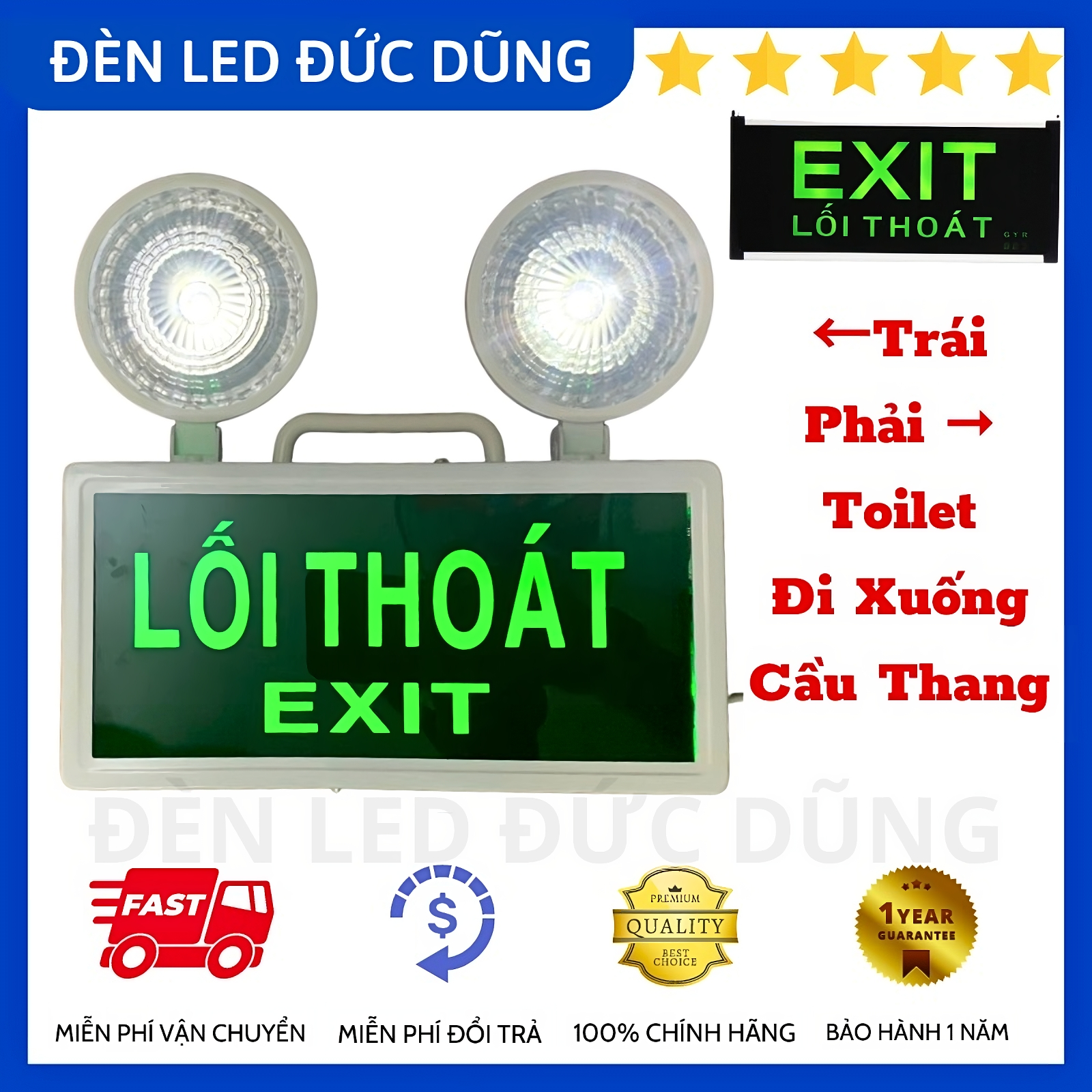 Đèn sự cố khẩn cấp chiếu sáng kết hợp biển chỉ dẫn thoát hiểm exit - thiết bị phòng cháy chữa cháy