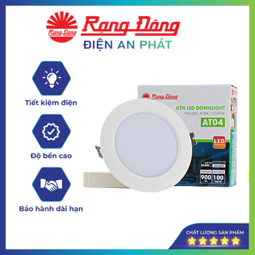 Đèn led downlight âm trần 9w rạng đông at04 110/9w vỏ nhôm đúc