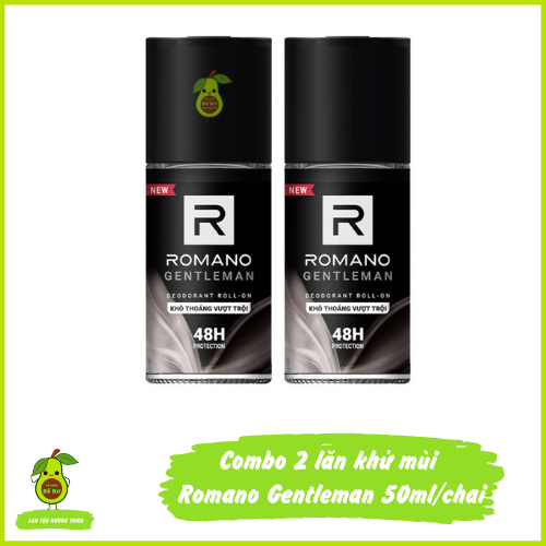 Combo 2 chai Lăn Khử Mùi Romano Gentleman 50ml - Bộ 2 chai lăn ngăn mùi kháng khuẩn hương nước hoa thơm lâu ngăn đổ mồ hôi suốt 48h