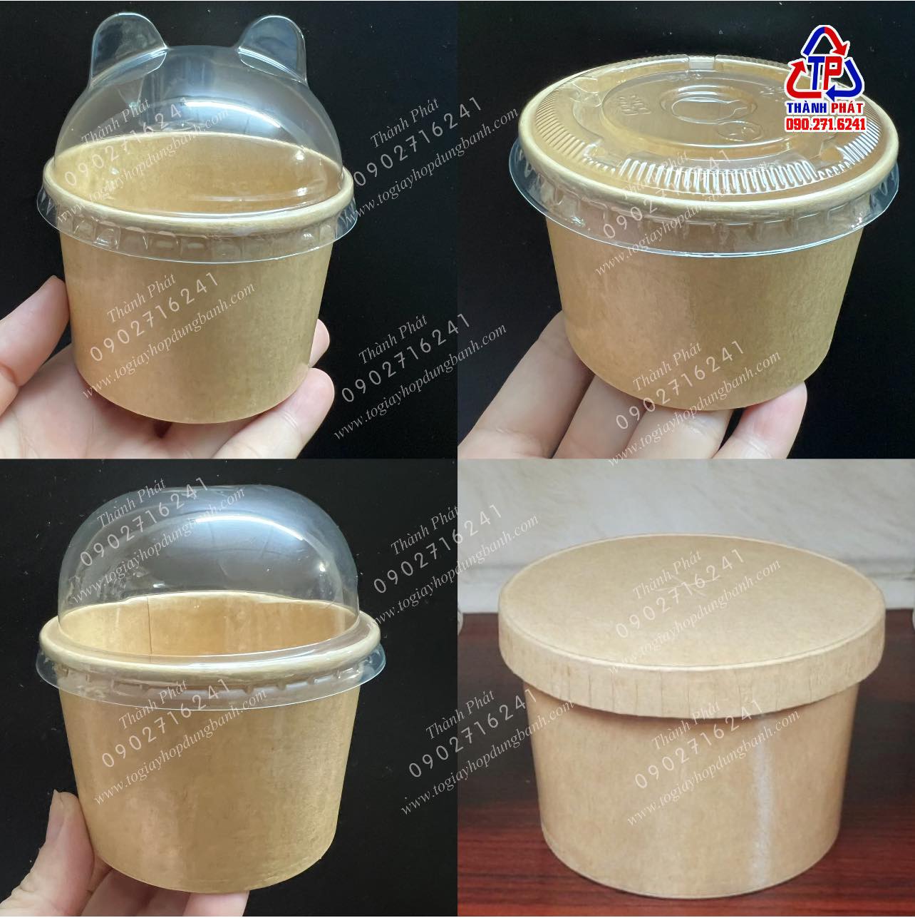 50 Ly kem giấy kraft đựng kem - chè - xôi - thức ăn mang đi - chống thấm nước - ly giấy nâu - tô giấy 200ml