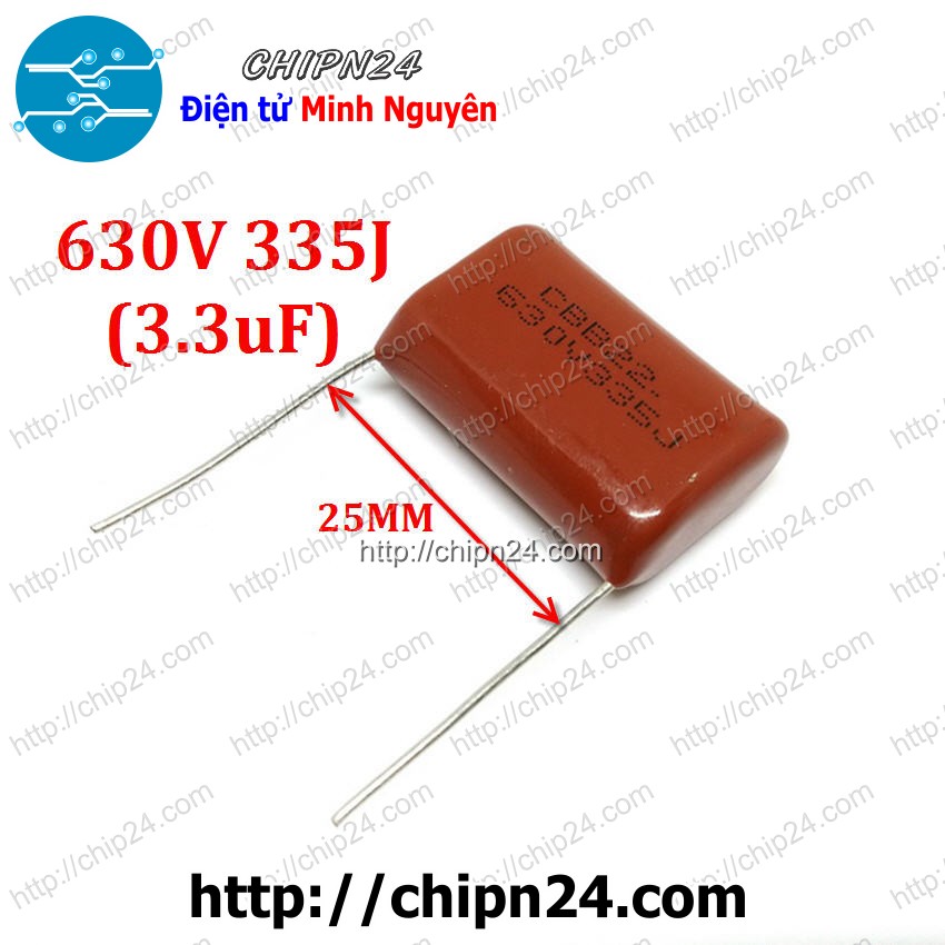 [2 con] (G55) Tụ CBB 630V 335J (3.3uF) 25mm