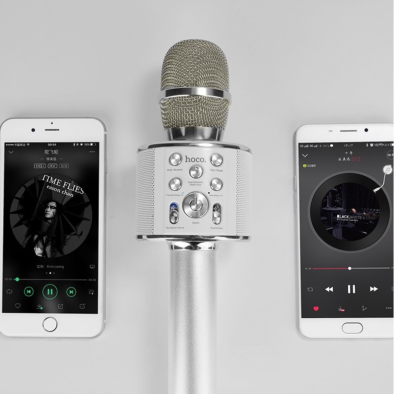 Mic Hát Karaoke Bluetooth HOCO BK3 âm thanh tuyệt hảo, hỗ trợ thẻ nhớ