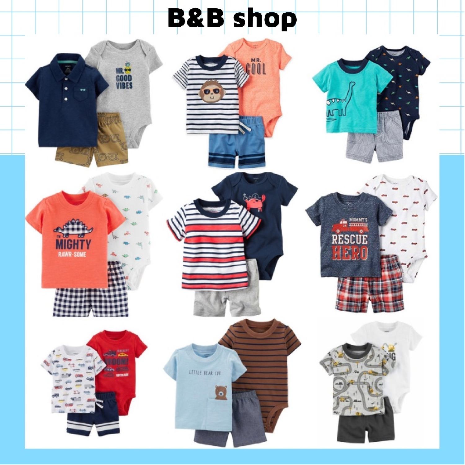 Set 3 chi tiết Carter cho bé trai xuất dư từ 3 đến 24 tháng