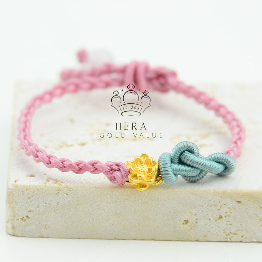 Vòng charm hoa sen bình an vàng 24k - hera - charm21