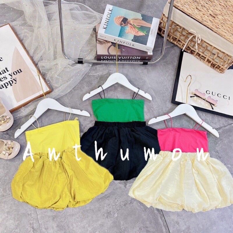 Bộ 2 dây bún kèm quần đũi phồng cho bé gái