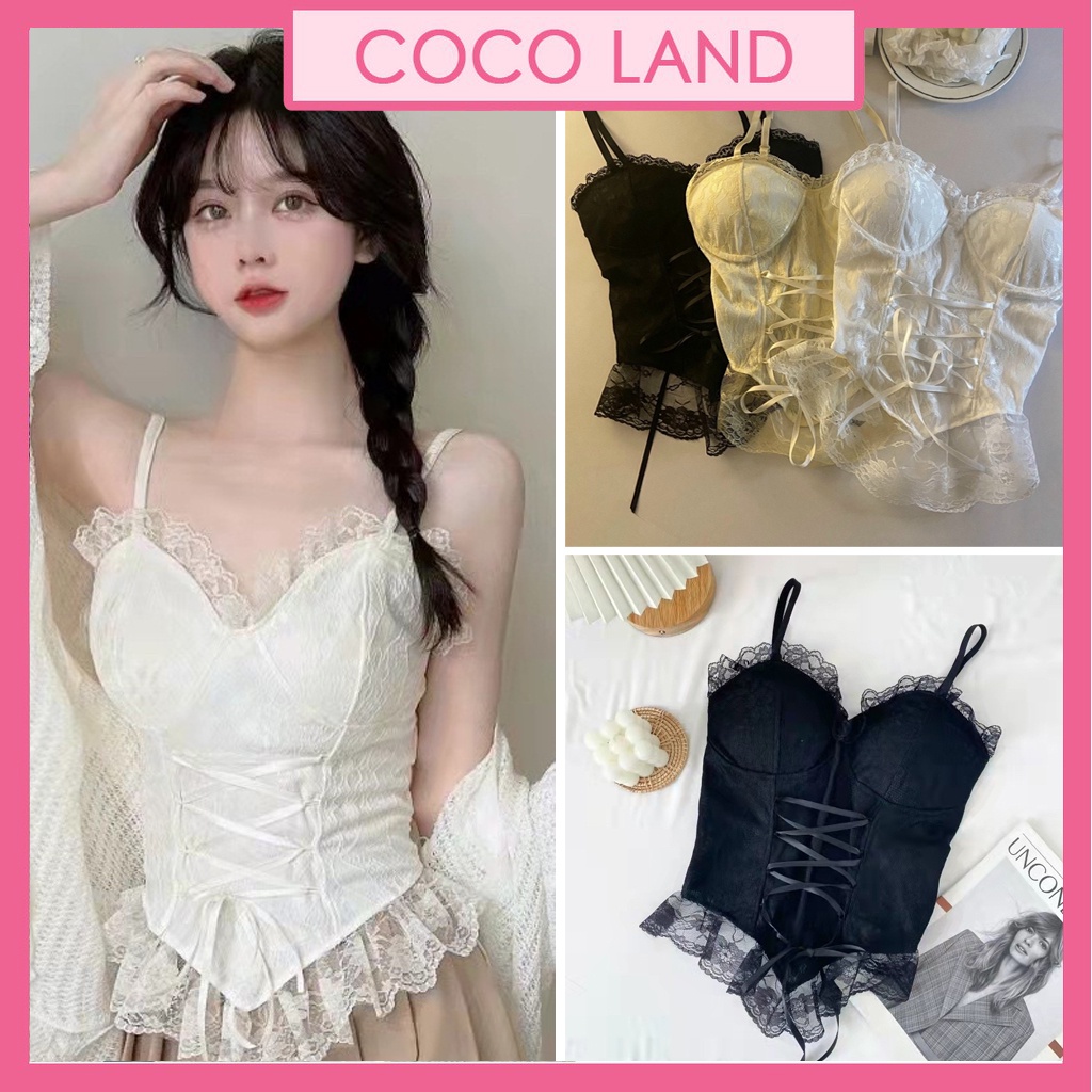 Áo corset dây rút g chúa - Áo bra ren điệu đà tiểu thư sang chảnh - cosplay Sexy COCOLAND